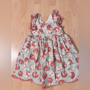 Cynthia Rowley Girls Apple Print Sundress - brownish Light Green size 4-5 years